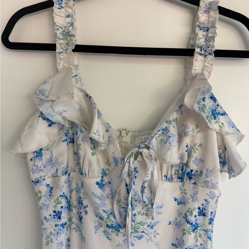 Floral Ruffle Tie-Front Mini Dress 🩵💙 - Picture 4 of 8